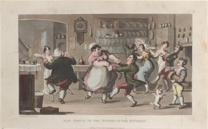 Quae Genus, in the Sports of the Kitchen, fra The History of Johnny Quae Genus..., 1. august 1821. av Thomas Rowlandson