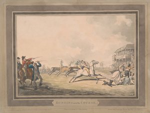 Racing [sett med seks]:  5. Å løpe ut av banen av Thomas Rowlandson