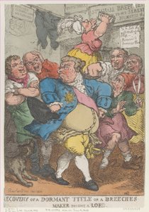 Gjenoppretting fra en hvilende tittel eller en ridebuksemaker Becom..., [14. juli 1805], utgitt på nytt 14. juli 1812. av Thomas Rowlandson