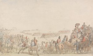 Omtale av Light Horse Volunteers på Wimbledon Common av Thomas Rowlandson