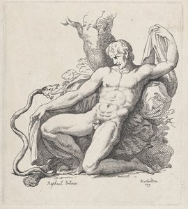 Slang angriper en naken mann, 1799., 1799. av Thomas Rowlandson