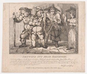 Setter ut fra Edinburgh Picturesque Beauties of Boswell, Part the Second, mai..., 30. mai 1786. av Thomas Rowlandson