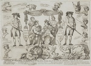 Politisk oversikt over Europa, 24. januar 1786 – Fødselsdagen til kongen av Preussen av Thomas Rowlandson