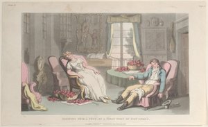Sleeping Tête à Tête, ved et første besøk av Don Luigi, fra Napoli og Campag..., 1. juni 1815. av Thomas Rowlandson