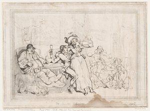 Sportsmannshallen, eller «Fox-Hunters Relaxing» av Thomas Rowlandson