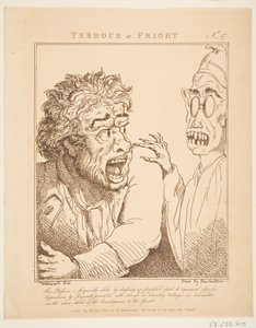 Terror eller Fright Le Brun Travested, eller Caricatures of the Passions, 21. januar 1800. av Thomas Rowlandson