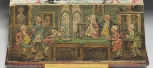 "The Book of Common Prayer", detalj av et forkantmaleri av "A Billiard Game", 1772 av Thomas Rowlandson