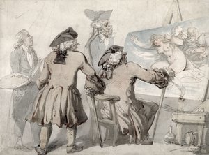 The Connoisseurs, ca. 1790 (penn, blekk og akvarell over grafitt på montert vevd papir) av Thomas Rowlandson