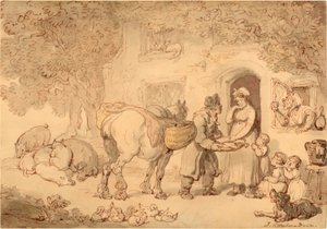 Fiskeselgeren, ca 1775-1800 (Akvarell og blekk) av Thomas Rowlandson