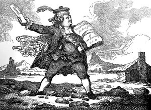 Journalisten med utsikt over Auchinleck eller The Land of Stones, ca 1786. av Thomas Rowlandson