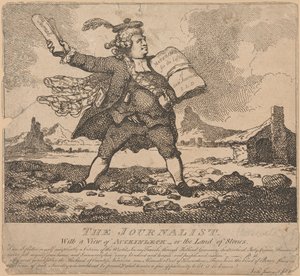 Journalisten, med utsikt over Auchinleck eller Land of Stones av Thomas Rowlandson