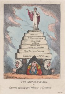 Det moderne Babel, eller kjemper knust av en vekt av bevis, 11. april 1809., 11. april 1809. av Thomas Rowlandson