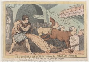 The Modern Hercules, Cleansing the Augian Stall, 23. april 1805., 23. april 1805. av Thomas Rowlandson
