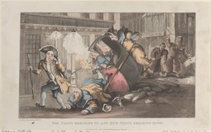 The Party Breaking Up, and Quae Genus Breaking Down, fra The History of John..., 1. desember 1821. av Thomas Rowlandson