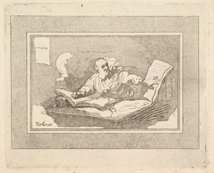 The Philosopher Bearded Old Man Copying Book, 1783-87. av Thomas Rowlandson