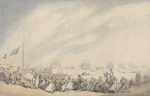 The Return of the Fleet til Great Yarmouth etter nederlendernes nederlag i 1797, ca. 1797 (penn og blekk og akvarell på papir) av Thomas Rowlandson
