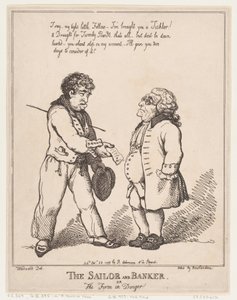 Sjømannen og bankmannen, eller firmaet i fare, 28. oktober 1799., 28. oktober 1799. av Thomas Rowlandson