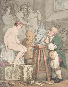 Billedhuggeren [Forberedelser til akademiet, Gamle Joseph Nollekens og hans Venus], ca. 1800., ca. 1800 av Thomas Rowlandson