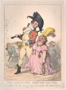 The Successful Fortune Hunter, eller Captain Shelalee Leading Miss Marrowfat..., [1802], gjenutgitt 1812. av Thomas Rowlandson