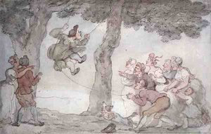 The Swing (blekk, akvarell og blyant på papir) av Thomas Rowlandson