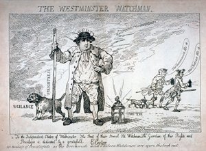 'The Westminster Watchman', 1784 av Thomas Rowlandson
