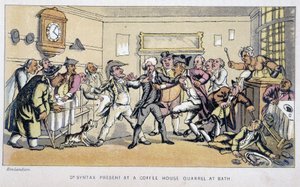 Legen i en bistro hvor det bryter ut kamp - i "" Doctor Syntax sine tre turer: på jakt etter den pittoreske trøsten og en kone"" av William Combe, syk. Rowlandson av Thomas Rowlandson