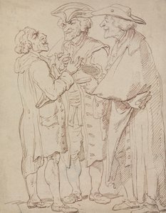 Tre figurer i full lengde av menn som snakker av Thomas Rowlandson