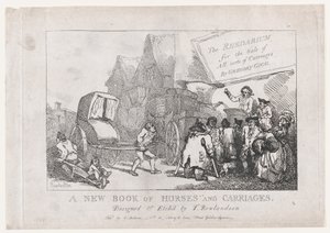 Tittelside: En ny bok med hester og vogner, eller, Rhedarium for salg av alle slags..., 1784. av Thomas Rowlandson