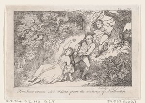 Tom Jones redder fru Waters fra volden til Northerton, fra The History of Tom Jon..., 1792. av Thomas Rowlandson