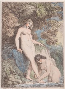 To nymfer som bader, den ene vasker den andres fot, 20. mai 1799., 20. mai 1799. av Thomas Rowlandson