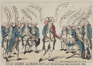 Onkel George og Black Dick i deres nye spill med maritim fjærball av Thomas Rowlandson