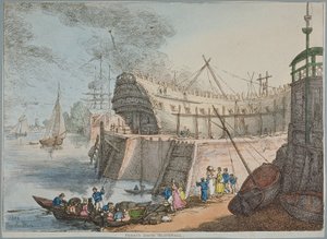 Utsikt over Brunswick Dock av Thomas Rowlandson