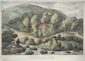 Utsikt i Cornwall: Utsikt over elven Camel, Cornwall av Thomas Rowlandson