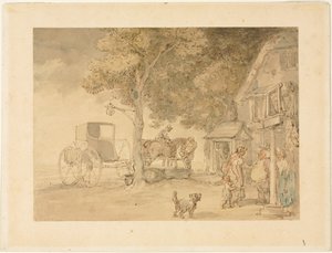 Vanning av hester. av Thomas Rowlandson