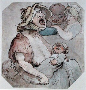 Wet Nurse Interrupted (akvarell på papir) av Thomas Rowlandson