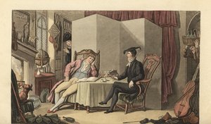 Ung herremann på rommene sine på universitetet av Thomas Rowlandson