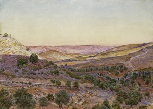 The Hills of Moab and the Valley of Hinnom, 1854 (akvarell og kroppsfarge)