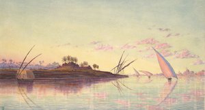 Utsikt over Nilen nær Kairo, ca. 1855.