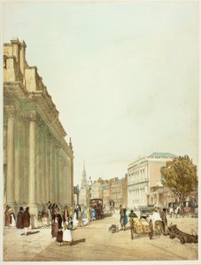 Board of Trade, Whitehall, fra Downing Street, plate åtte fra Original Views of London as It Is av Thomas Shotter Boys