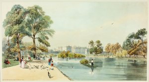Buckingham Palace fra St.James Park, plate elleve fra Original Views of London as It Is av Thomas Shotter Boys