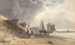Figurer på en strand, Nord-Frankrike, 1830. av Thomas Shotter Boys