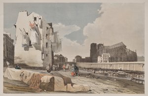 Pittoresk arkitektur i Paris, Gent, Antwerpen, Rouen: Nôtre Dame, Paris, fra Quai St. Bernard av Thomas Shotter Boys