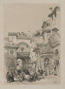 Pittoreske skisser i Spania: Porten til Vivarrambla, Granada, 1837. av Thomas Shotter Boys