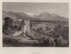 Thun (farge litho) av Thomas Sidney (after) Cooper