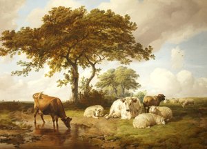 Repose in the Meadows av Thomas Sidney Cooper