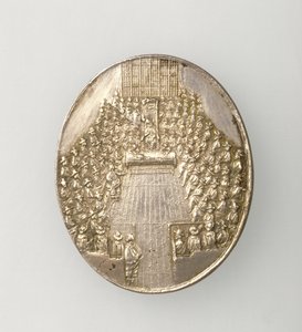 Dunbar-medalje som viser The House of Parliament 1650 (revers) (sølv) (for forside se 168065) av Thomas Simon