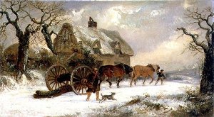 Carting Timber - Winter (olje på panel)