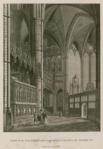 En del av Sachristary som fører til kapellet til kong Henry VII, Westminster Abbey, London