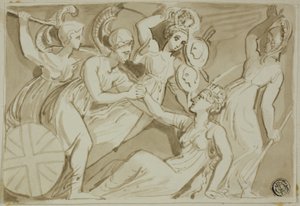 Kvinnelige krigere som kommer Britannia til unnsetning av Thomas Stothard