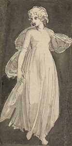 Jente, full lengde, vendt foran av Thomas Stothard
